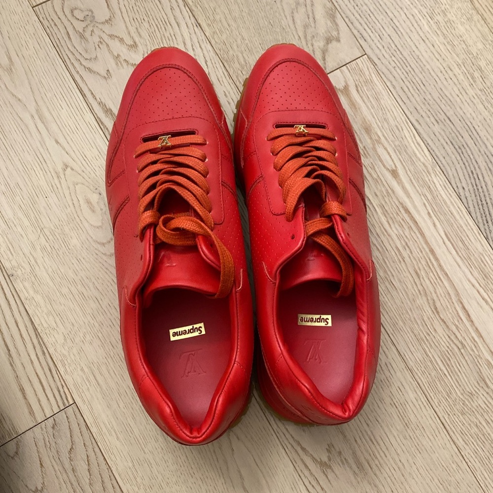 Louis Vuitton run away supreme red gum shoes